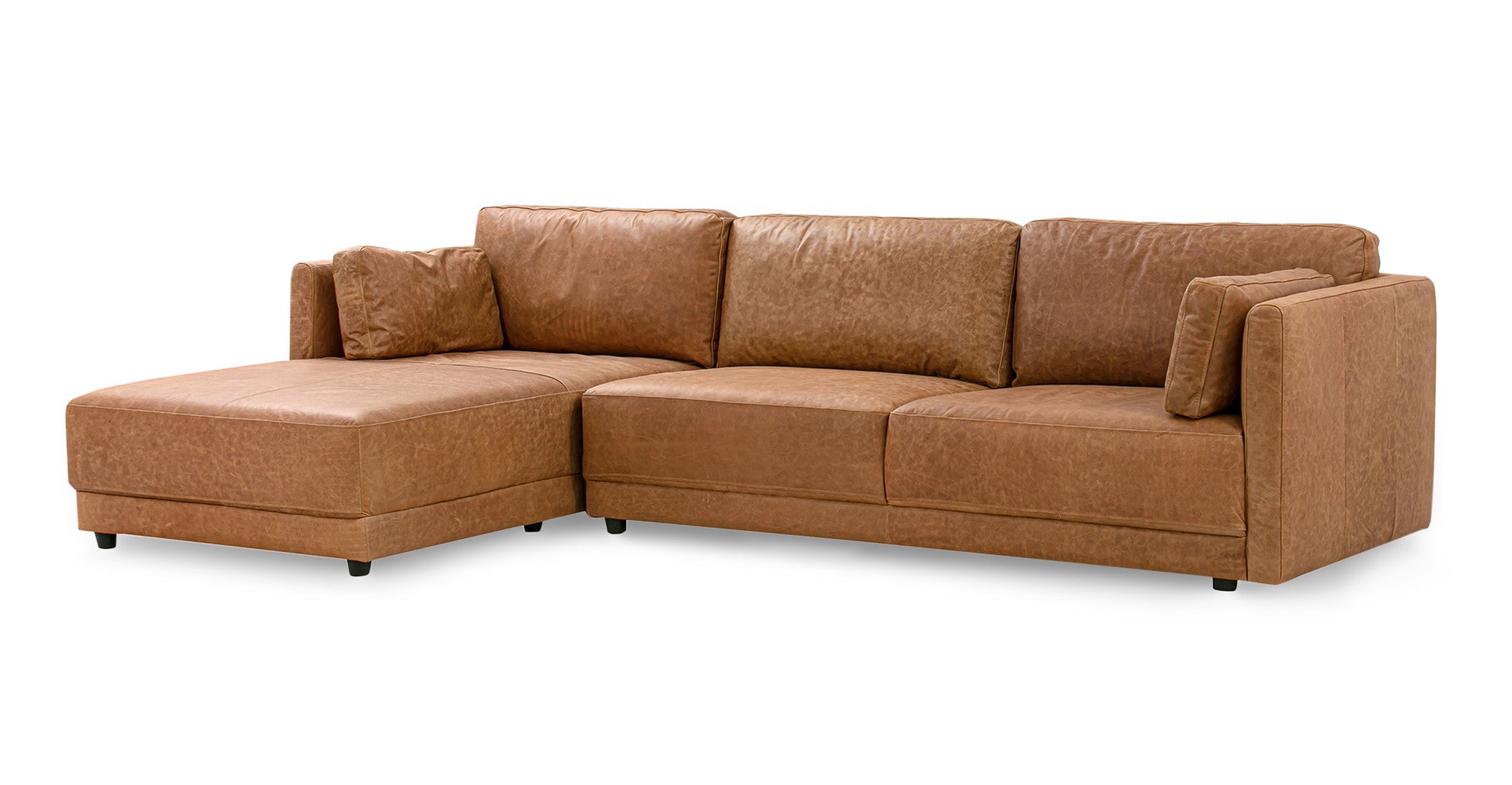 Domus 4 Seater 114" Leather Sectional Sofa Left-Chestnut Brown