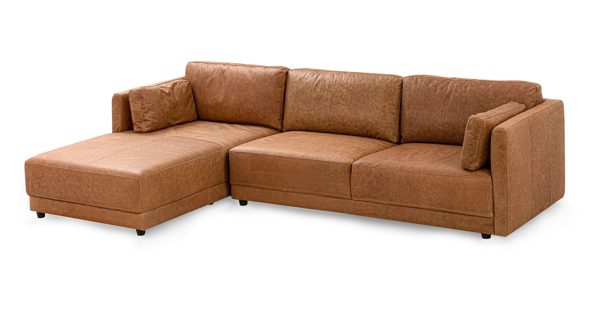 Domus 4 Seater 114" Leather Sectional Sofa Left-Chestnut Brown