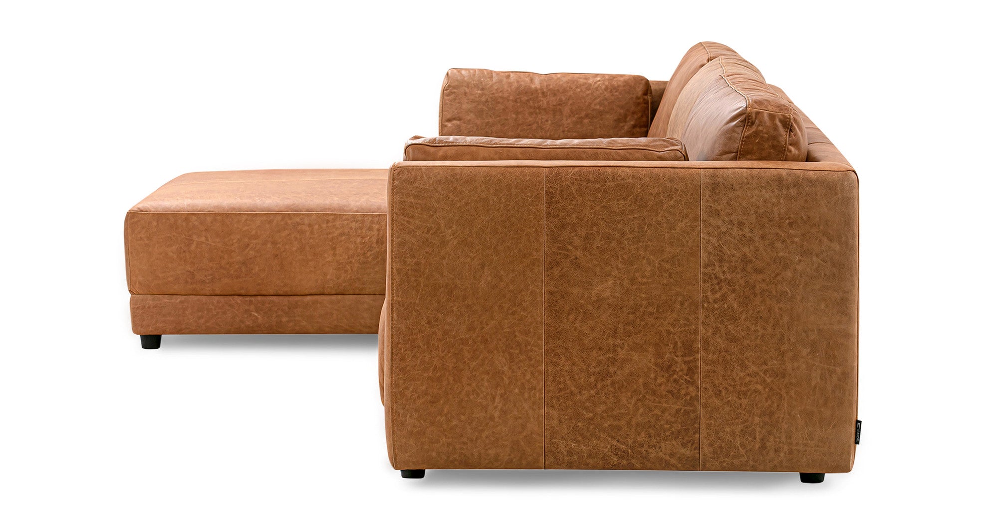 Domus 4 Seater 114" Leather Sectional Sofa Left-Chestnut Brown