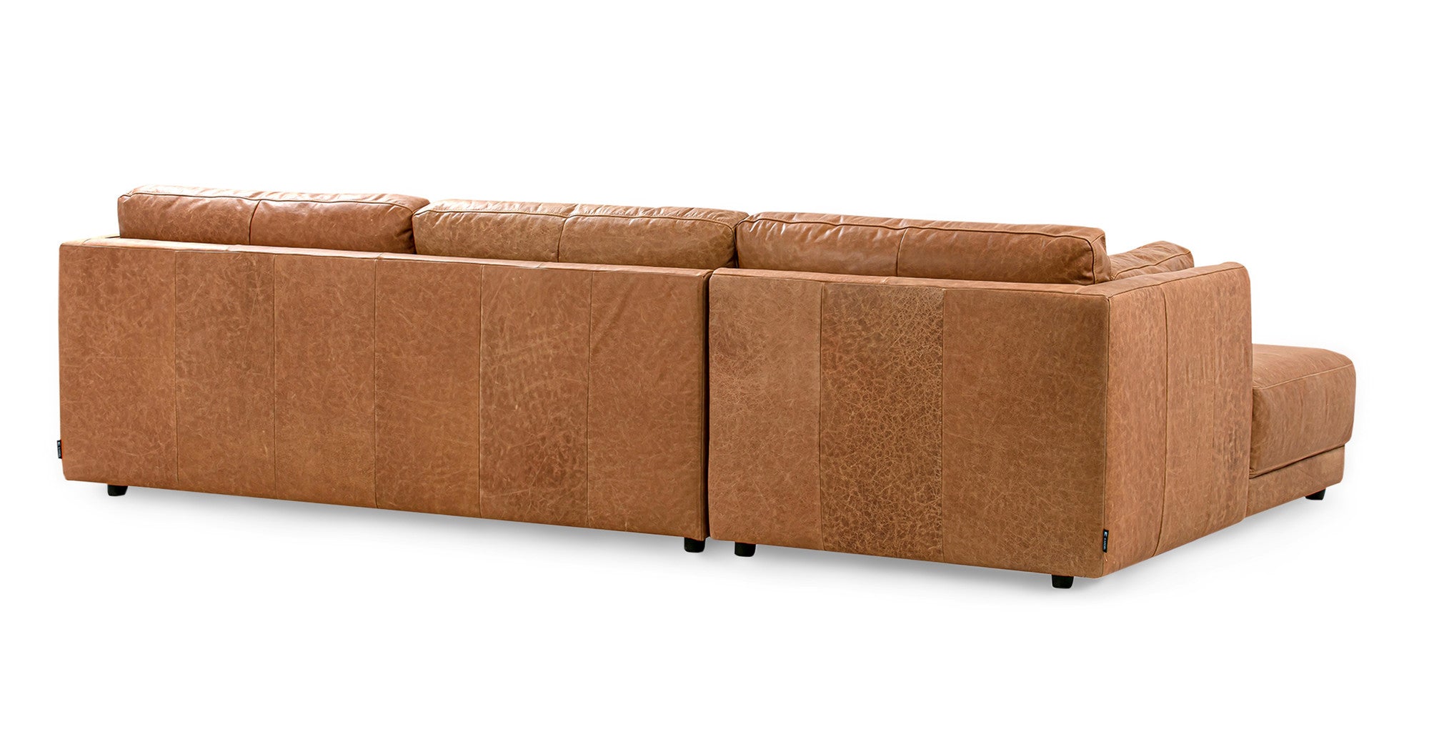 Domus 4 Seater 114" Leather Sectional Sofa Left-Chestnut Brown