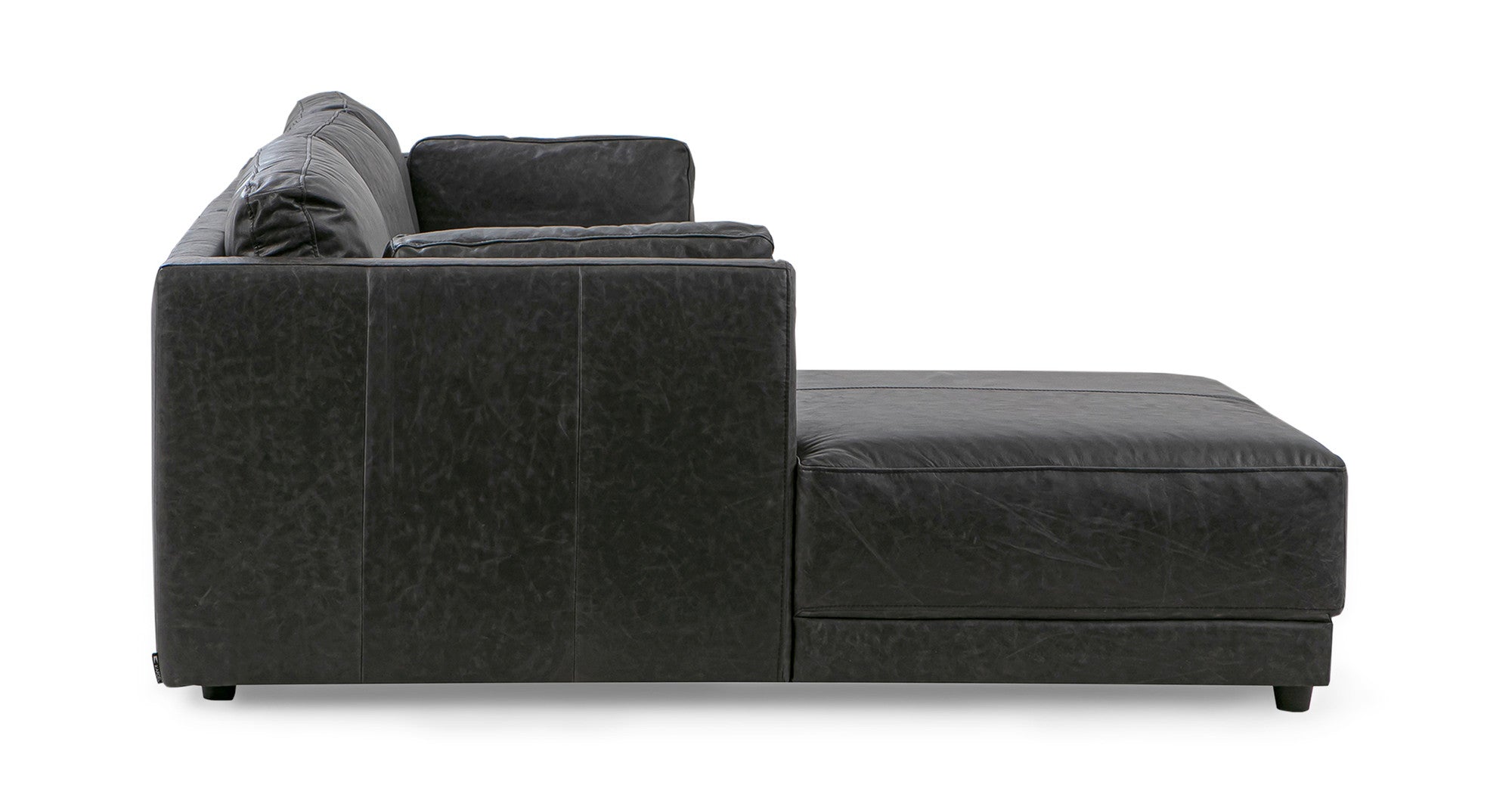 Domus 4 Seater 114" Leather Sofa Sectional Left-Ebony Black