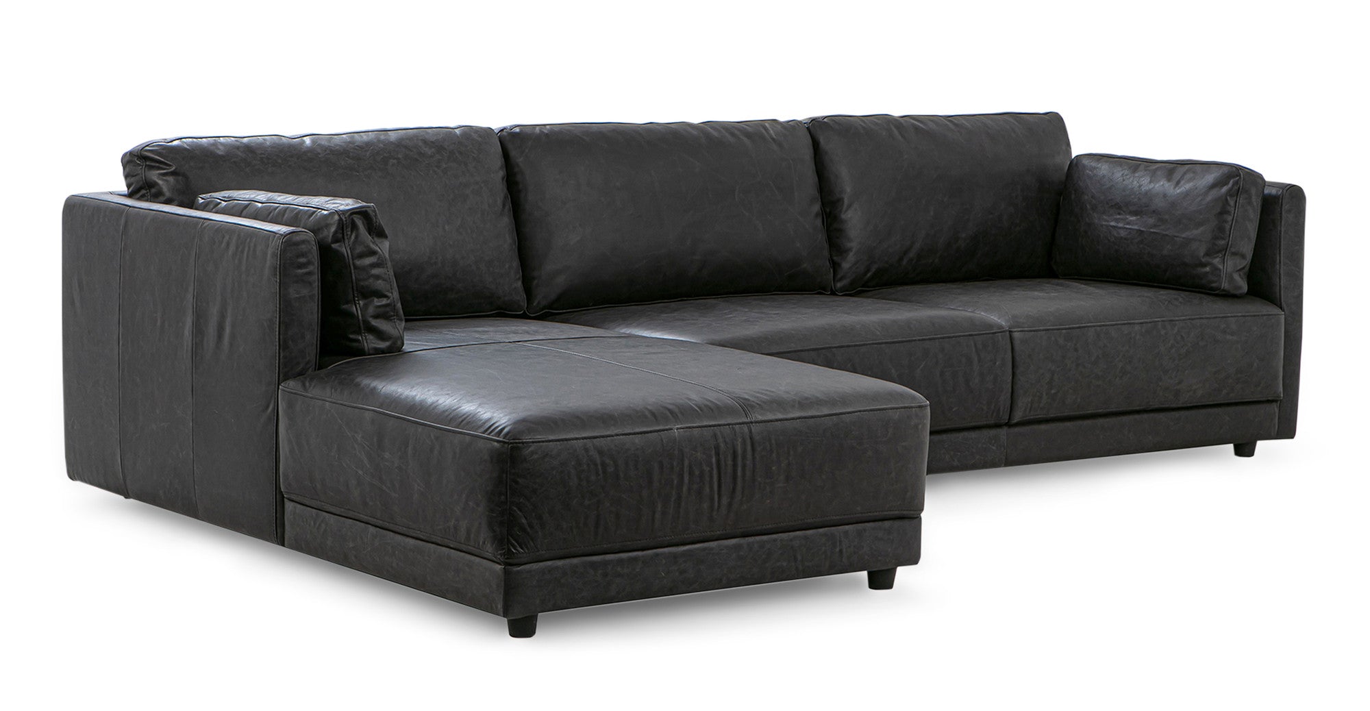 Domus 114" Leather Sectional Sofa Left - Ebony