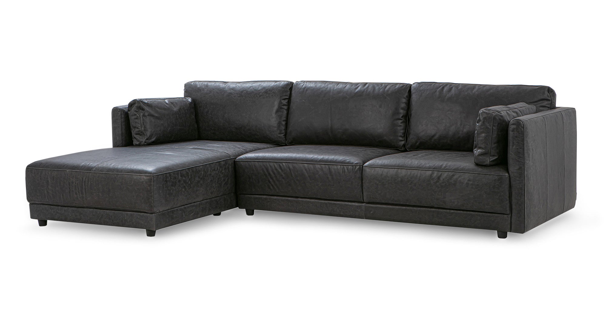 Domus 114" Leather Sectional Sofa  Left-Ebony Black