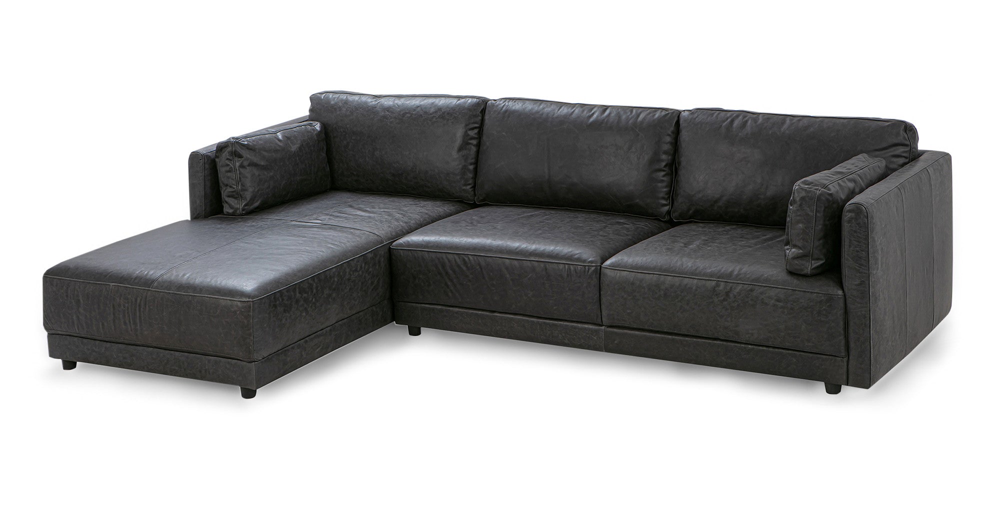 Domus 114" Leather Sectional Sofa  Left-Ebony Black