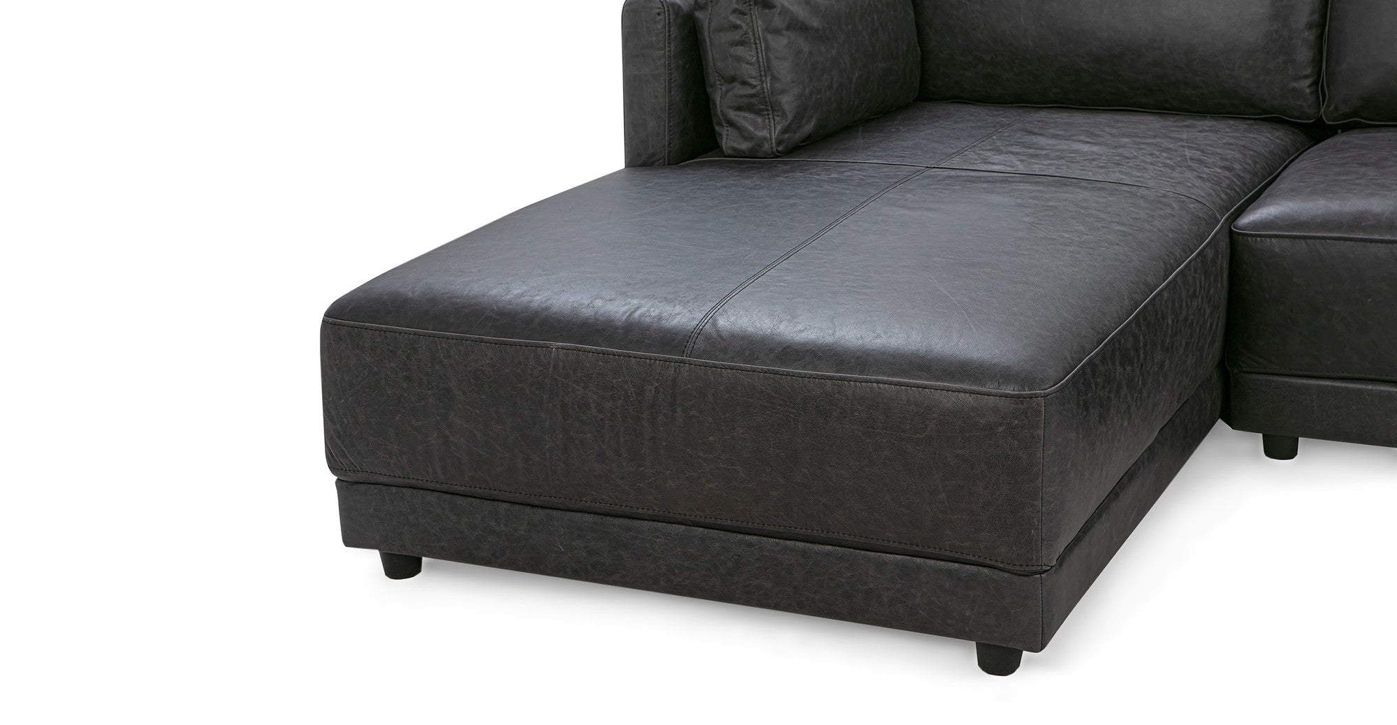 Domus 114" Leather Sectional Sofa  Left-Ebony Black