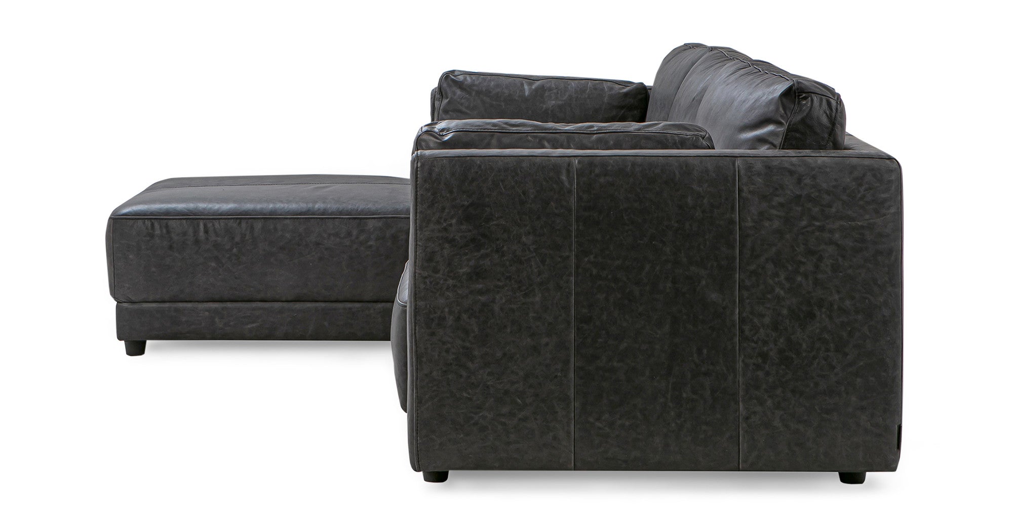 Domus 114" Leather Sectional Sofa  Left-Ebony Black