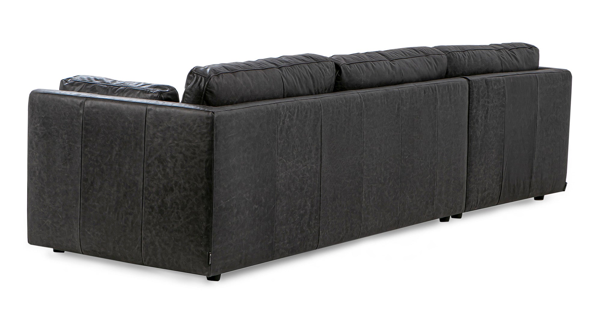 Domus 114" Leather Sectional Sofa  Left-Ebony Black