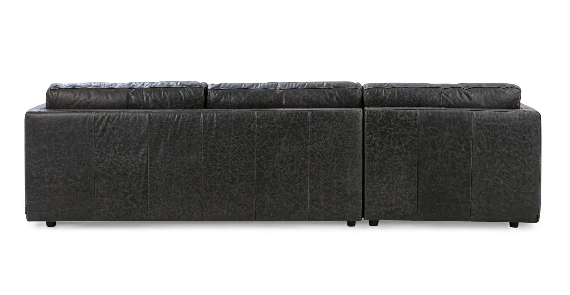 Domus 4 Seater 114" Leather Sofa Sectional Left-Ebony Black