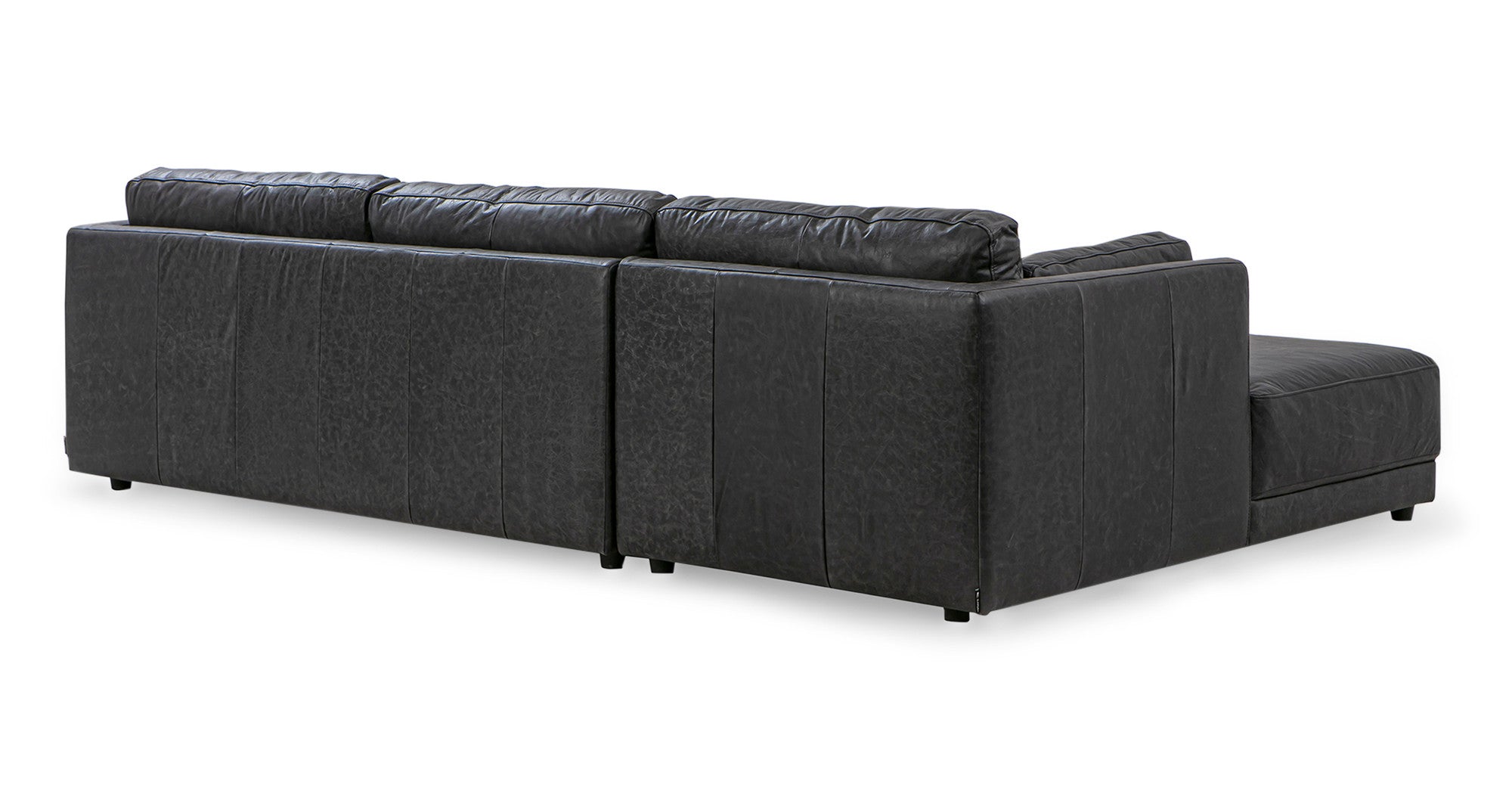 Domus 4 Seater 114" Leather Sofa Sectional Left-Ebony Black