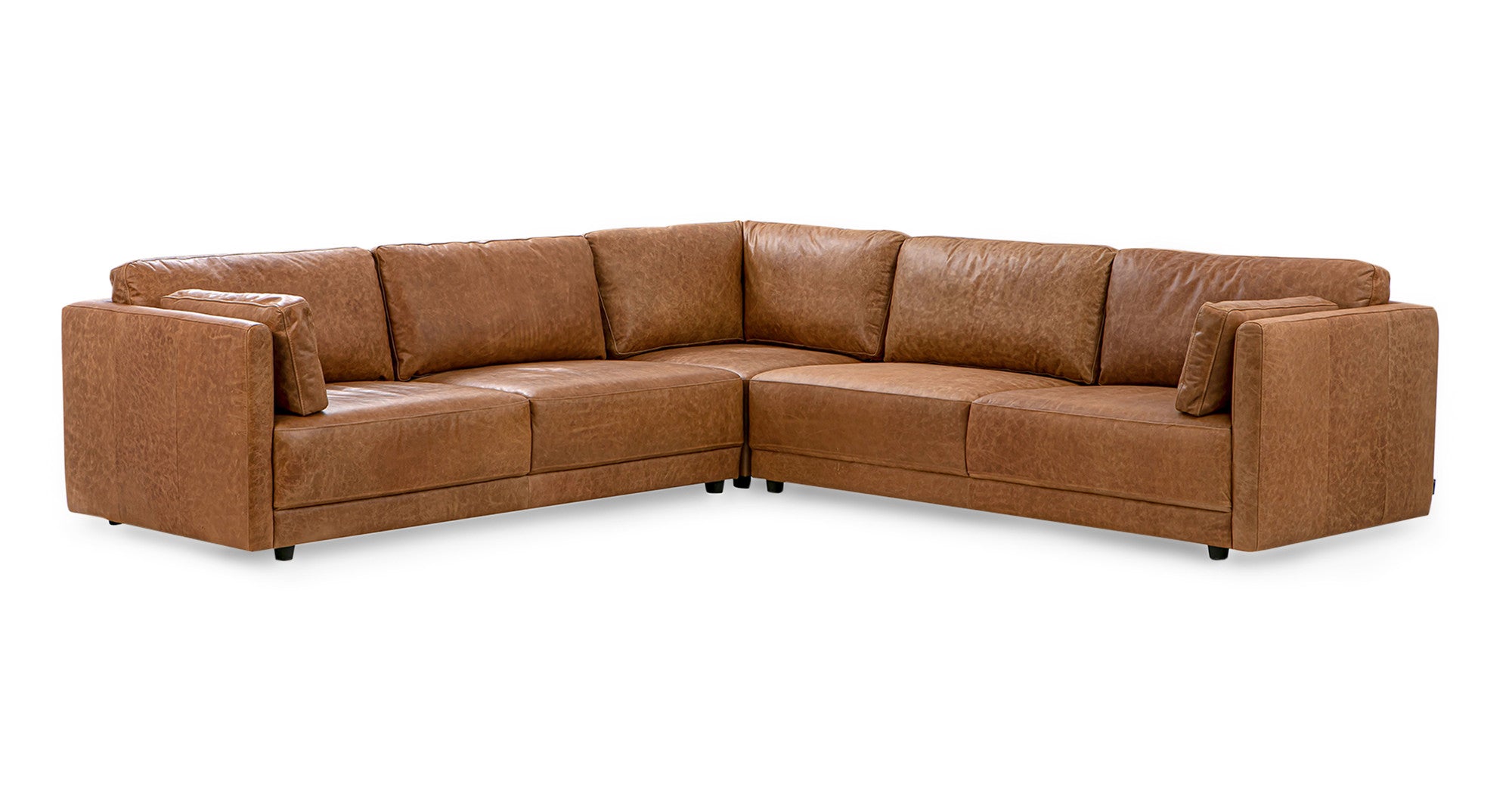 Domus 116" 3-pc L Corner Sofa Sectional-Ebony Chestnut Brown