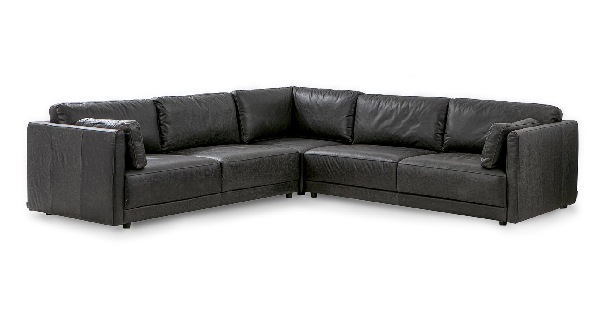 Domus 116" 3-pc L Corner Sofa -Ebony Black