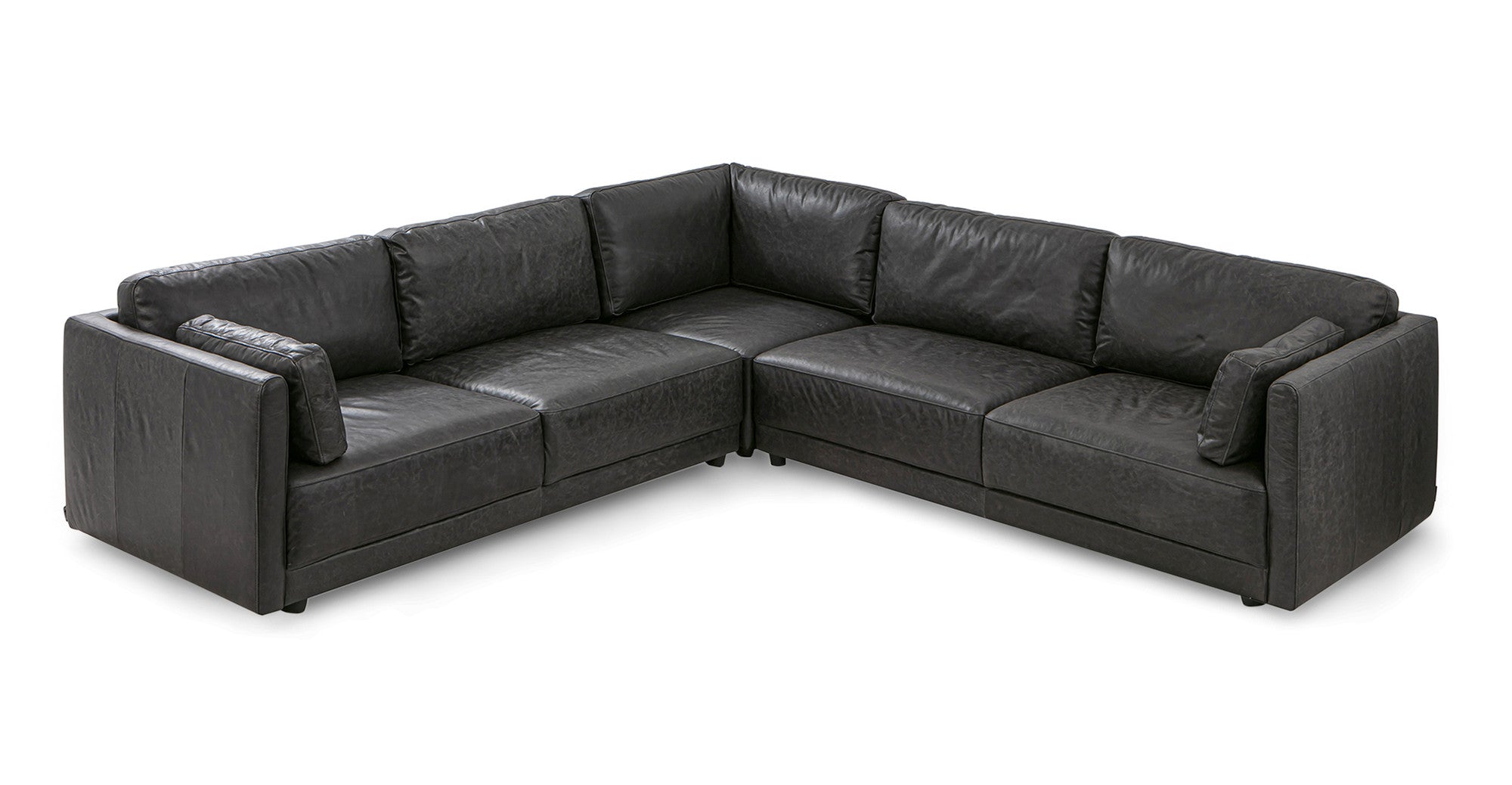 Domus 112" 3-pc L Corner Sectional Sofa -Ebony Black