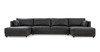 Domus 151" 3-pc U-Chaise Sectional Sofa- 4 seater - Ebony