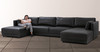 Domus 151" 3-pc U-Chaise Sectional Sofa- 4 seater - Ebony