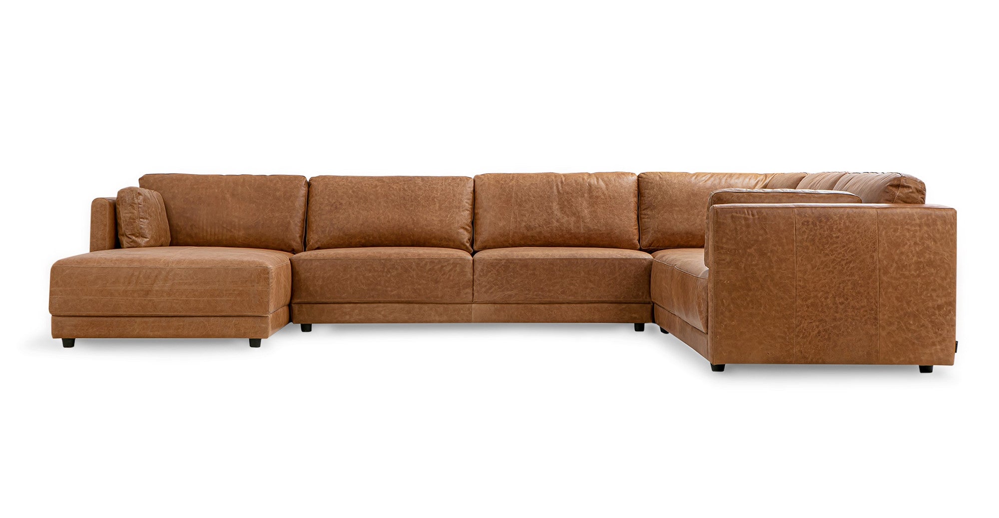 Domus 149" 4-pc 3-Sided Sectional Sofa Left - 6 seater - Chestnut Brown