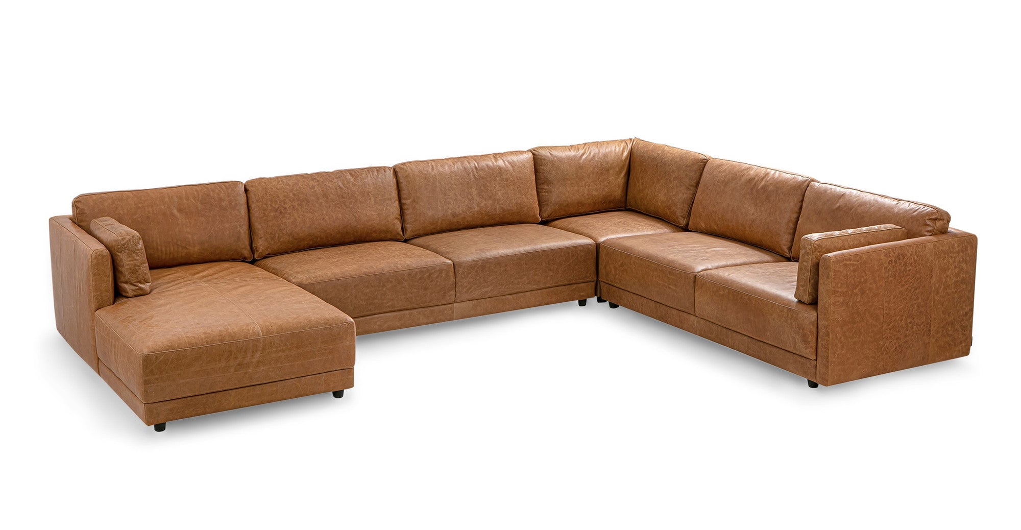 Domus 149" 4-pc 3-Sided Sofa Sectional Left - 6 seater - Chestnut Brown