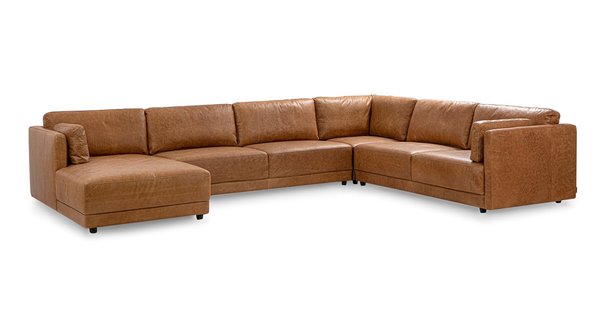 Domus 149" 4-pc 3-Sided Sofa Sectional Left - 6 seater - Chestnut Brown