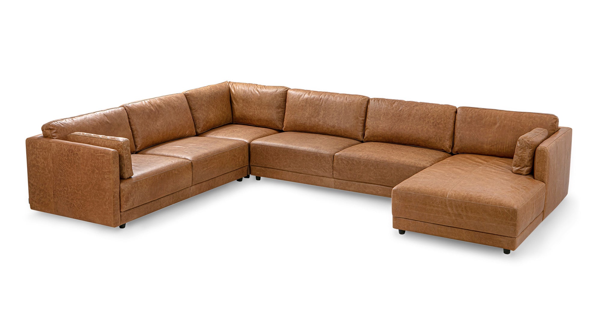 Domus 149" 4-pc 3-Sided Sectional Sofa Right- 6 seater - Chestnut Brown