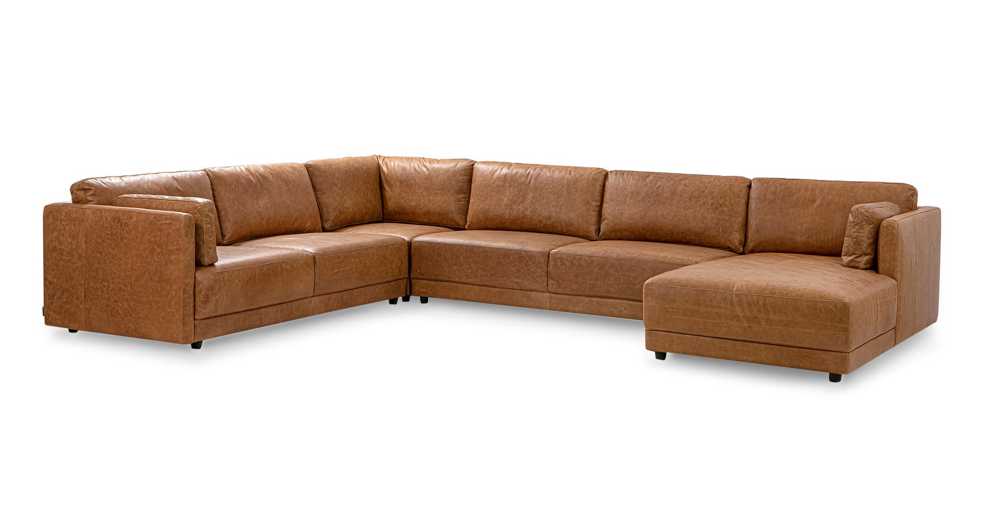 Domus 149" 4-pc 3-Sided Sectional Sofa Right- 6 seater - Chestnut Brown