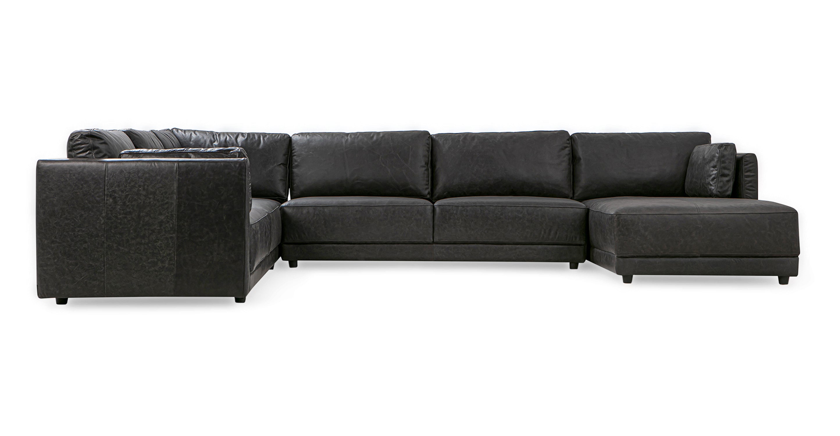 Domus 149" 4-pc 3-Sided Sectional Sofa Right- 6 seater - Ebony Black