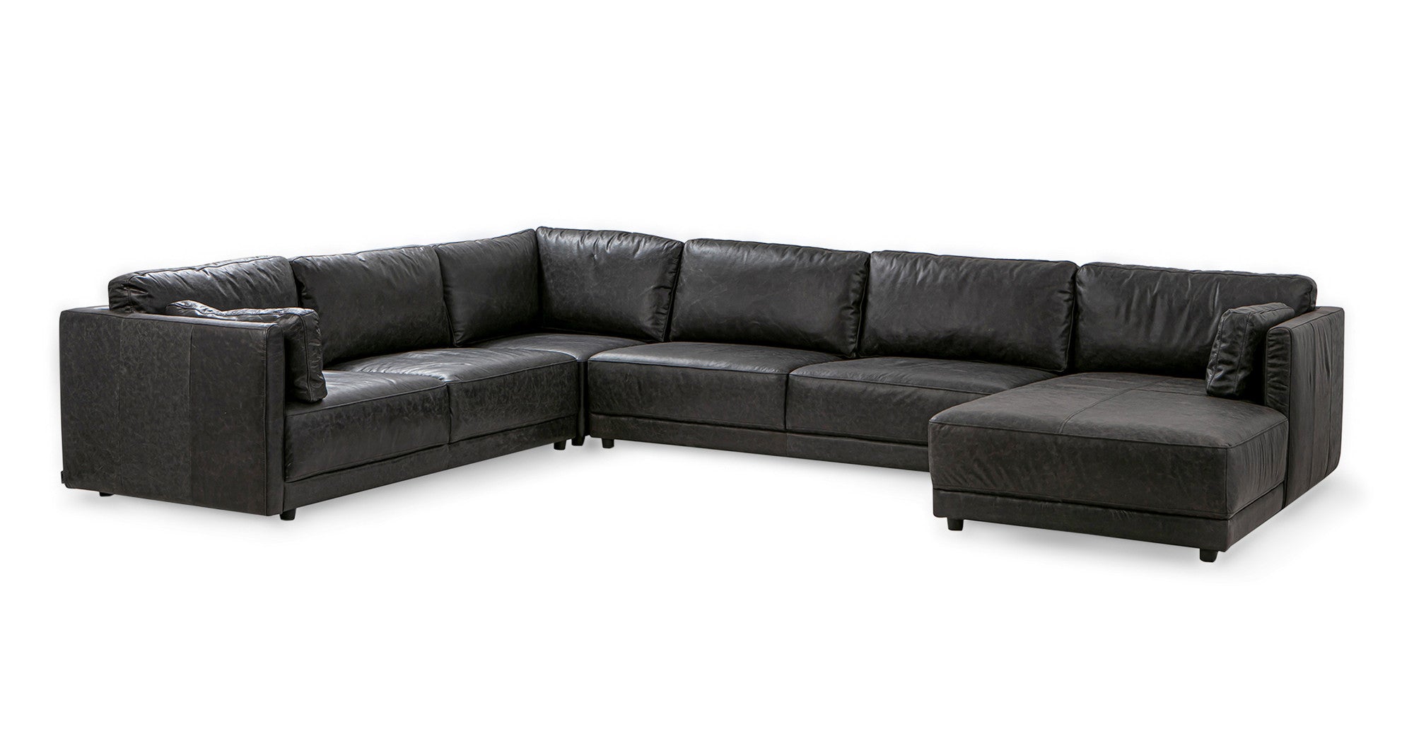 Domus 149" 4-pc 3-Sided Sectional Sofa Right- 6 seater - Ebony Black