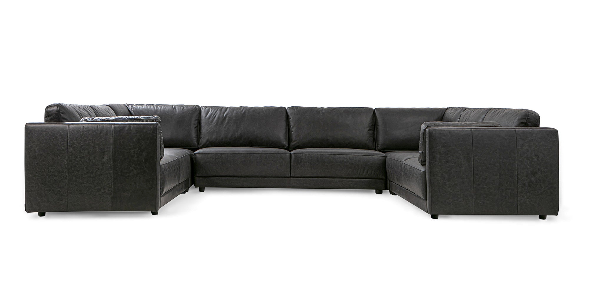 Domus 146" 5-pc U-Shape Sectional Sofa - 5-Seater- Ebony Black