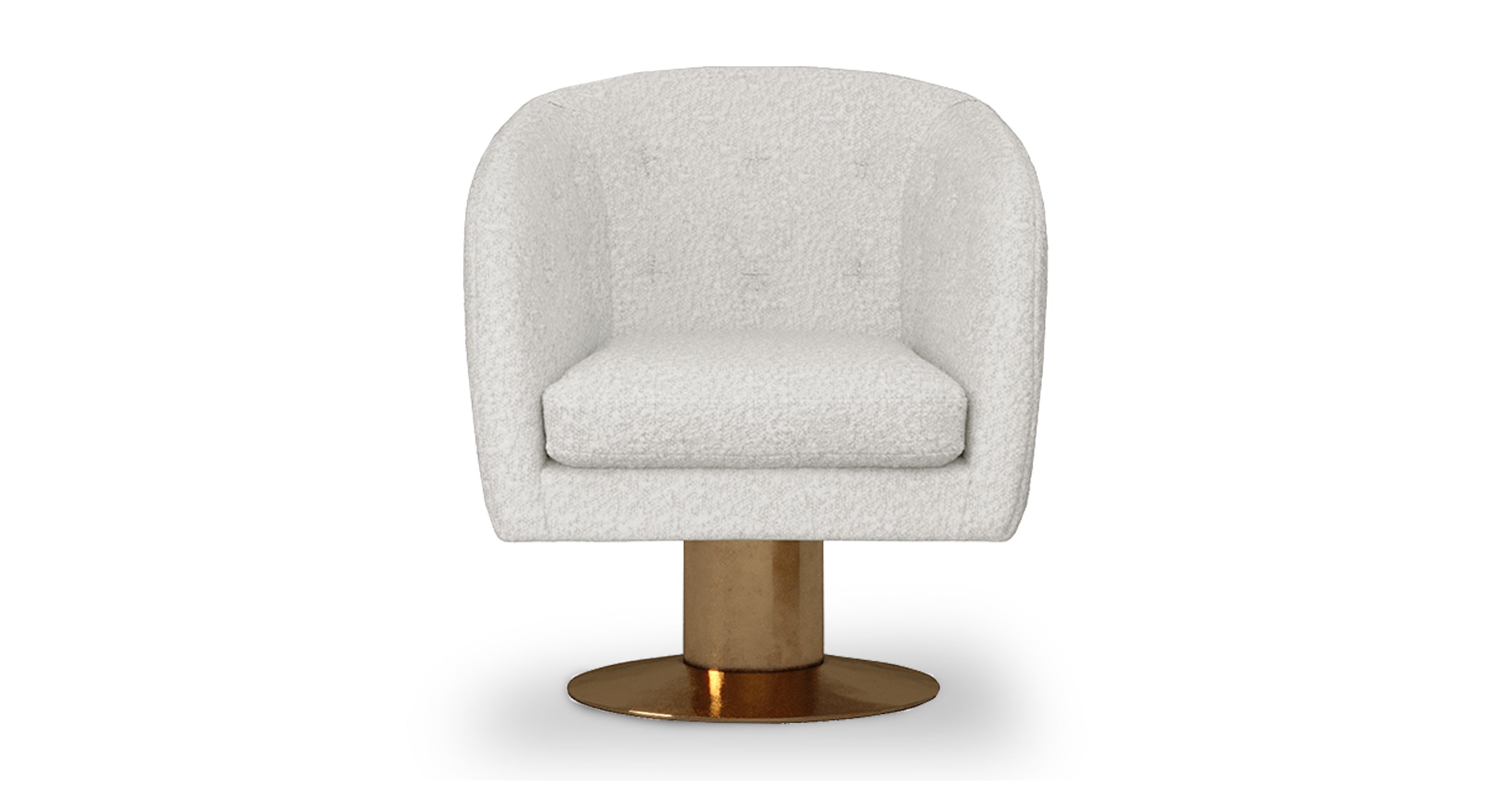 Drum 29" Brass Fabric Chair - Cream Boucle