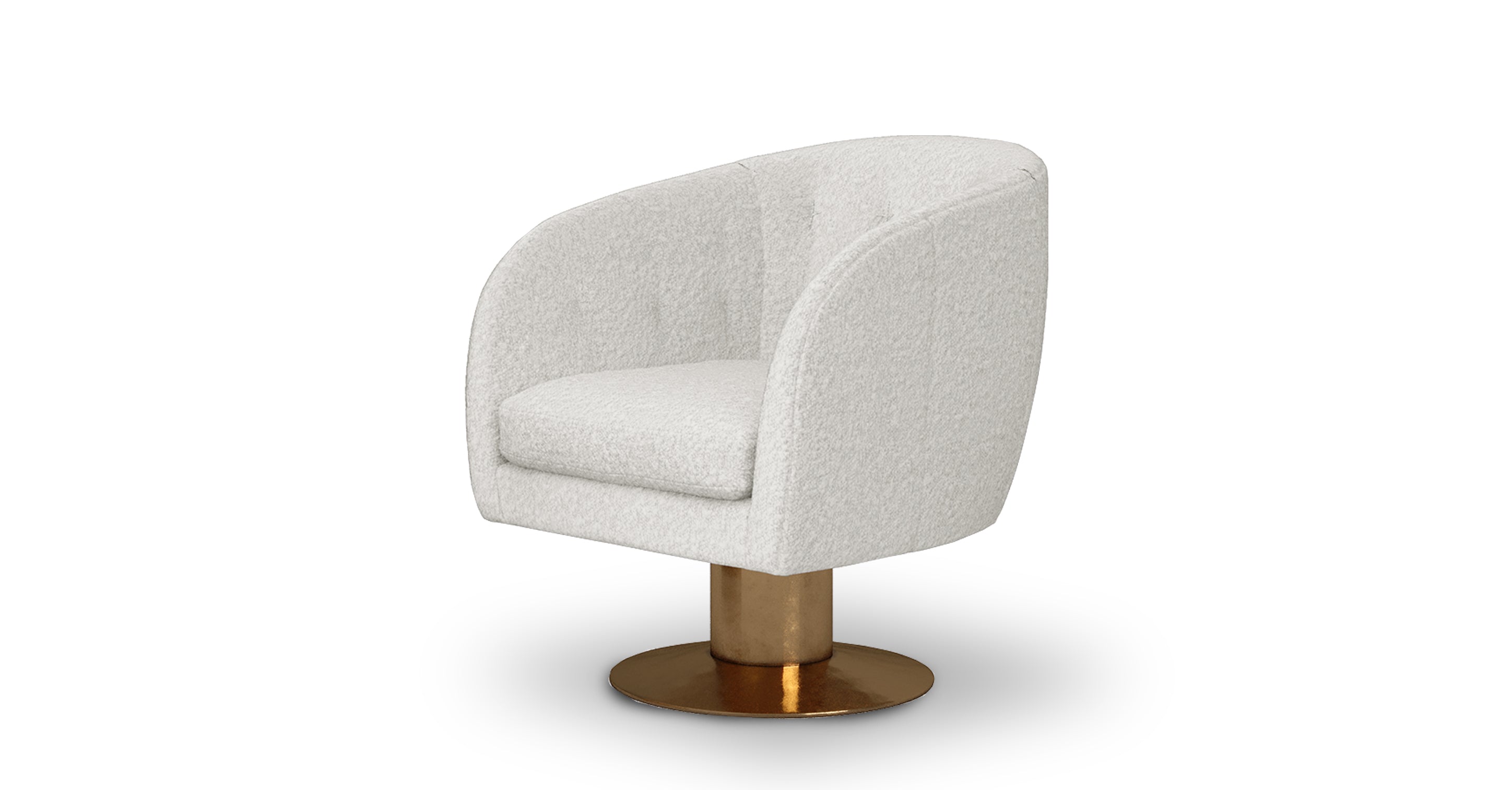 Drum 29" Brass Fabric Chair - Cream Boucle