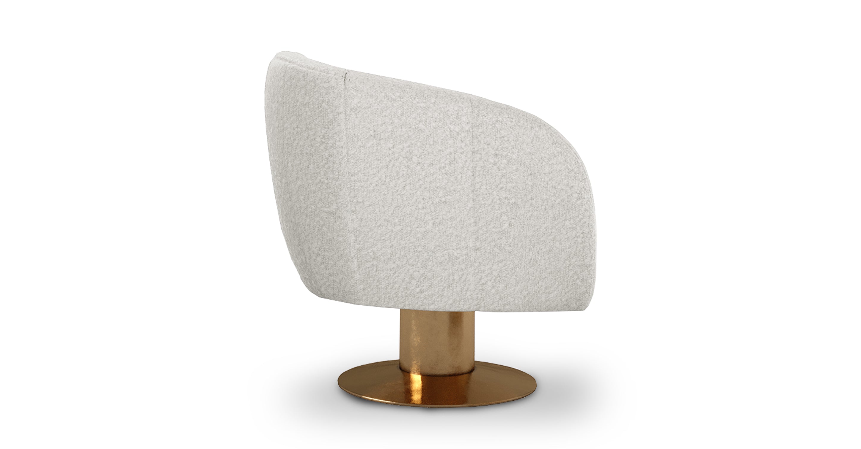 Drum 29" Brass Fabric Chair - Cream Boucle