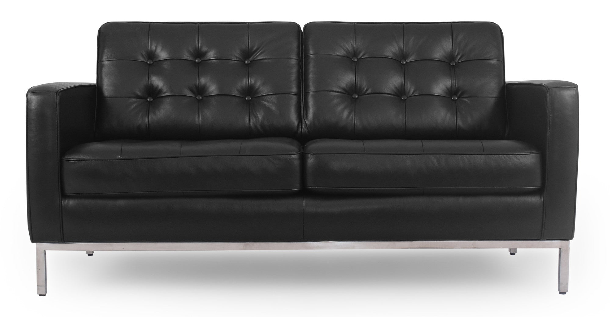 Florence 62" Leather Sofa -2 Seater - Black