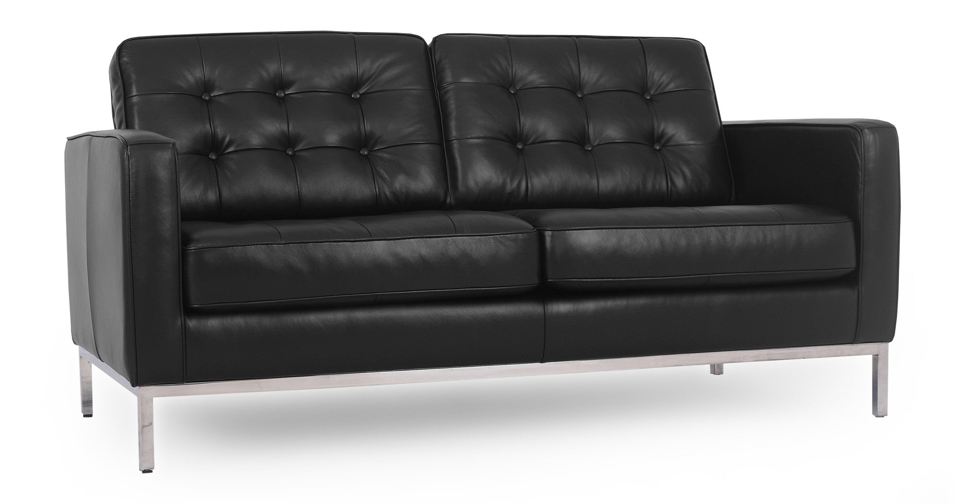 Florence 62" Leather Sofa -2 Seater - Black