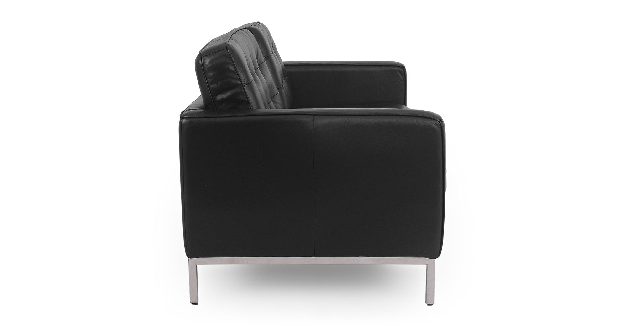 Florence 62" Leather Sofa -2 Seater - Black