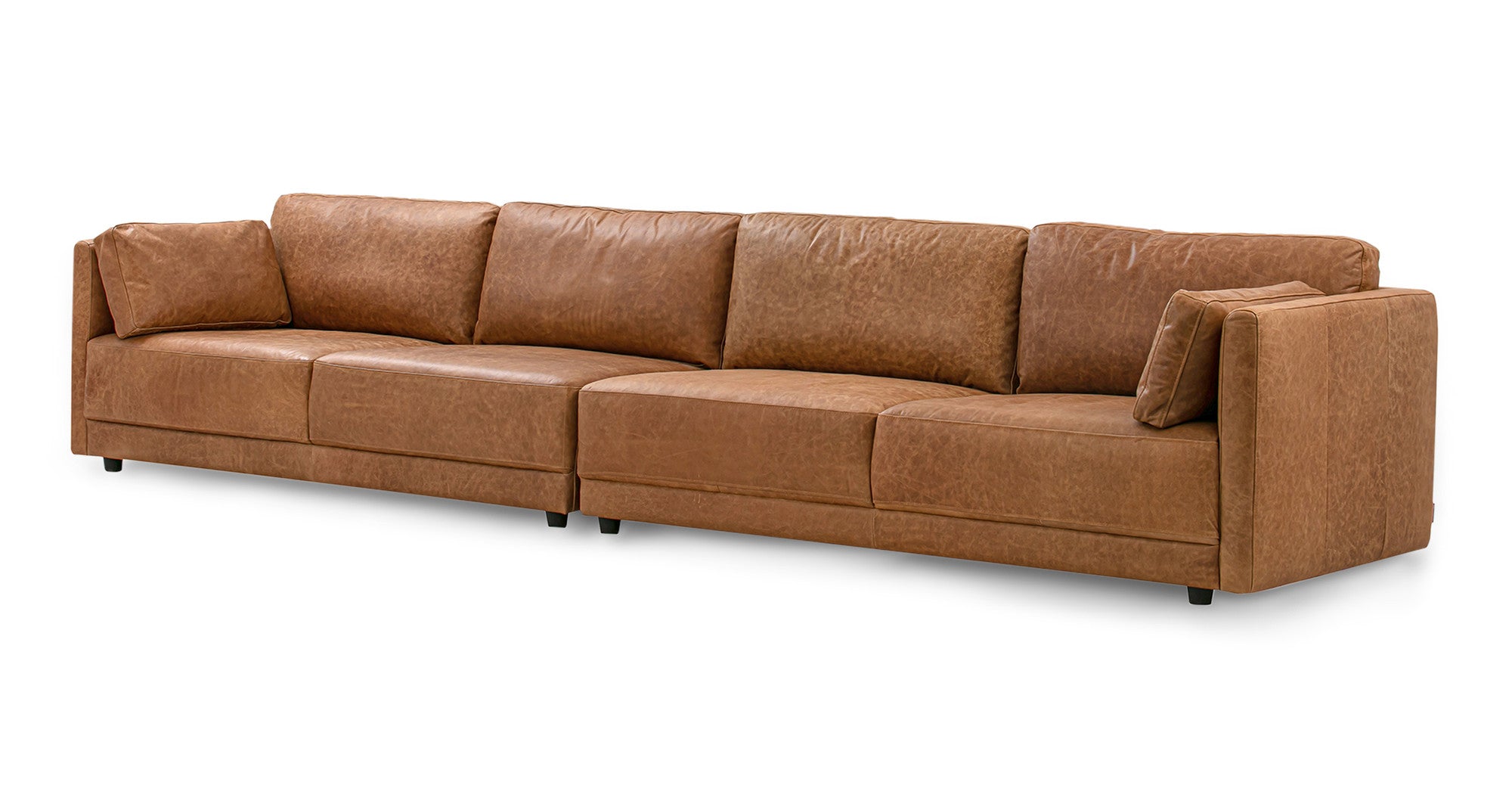 Domus 149" 2-pc Long Sectional Sofa - 4-Seater - Chestnut