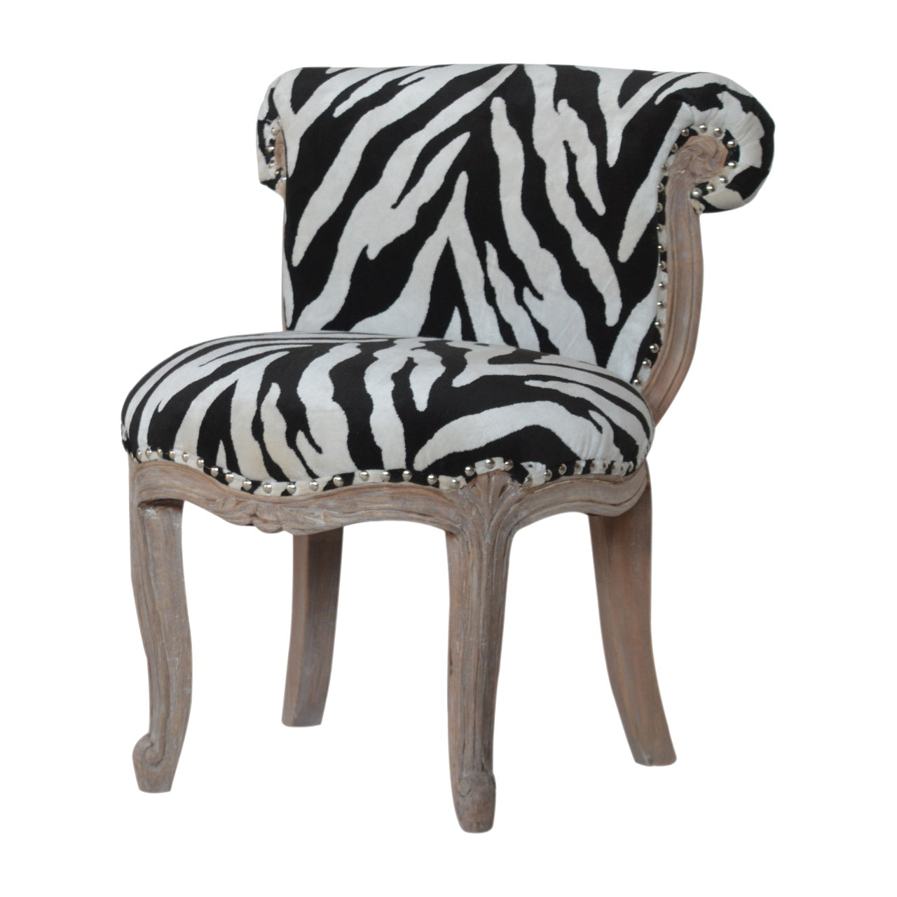 Zebra Printed Studded Chair