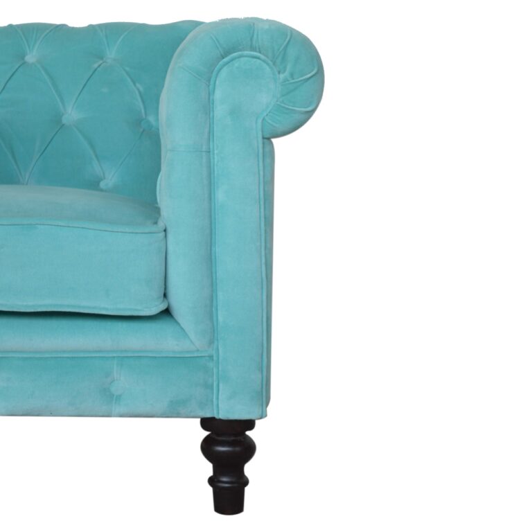 Aqua Velvet Chesterfield Armchair