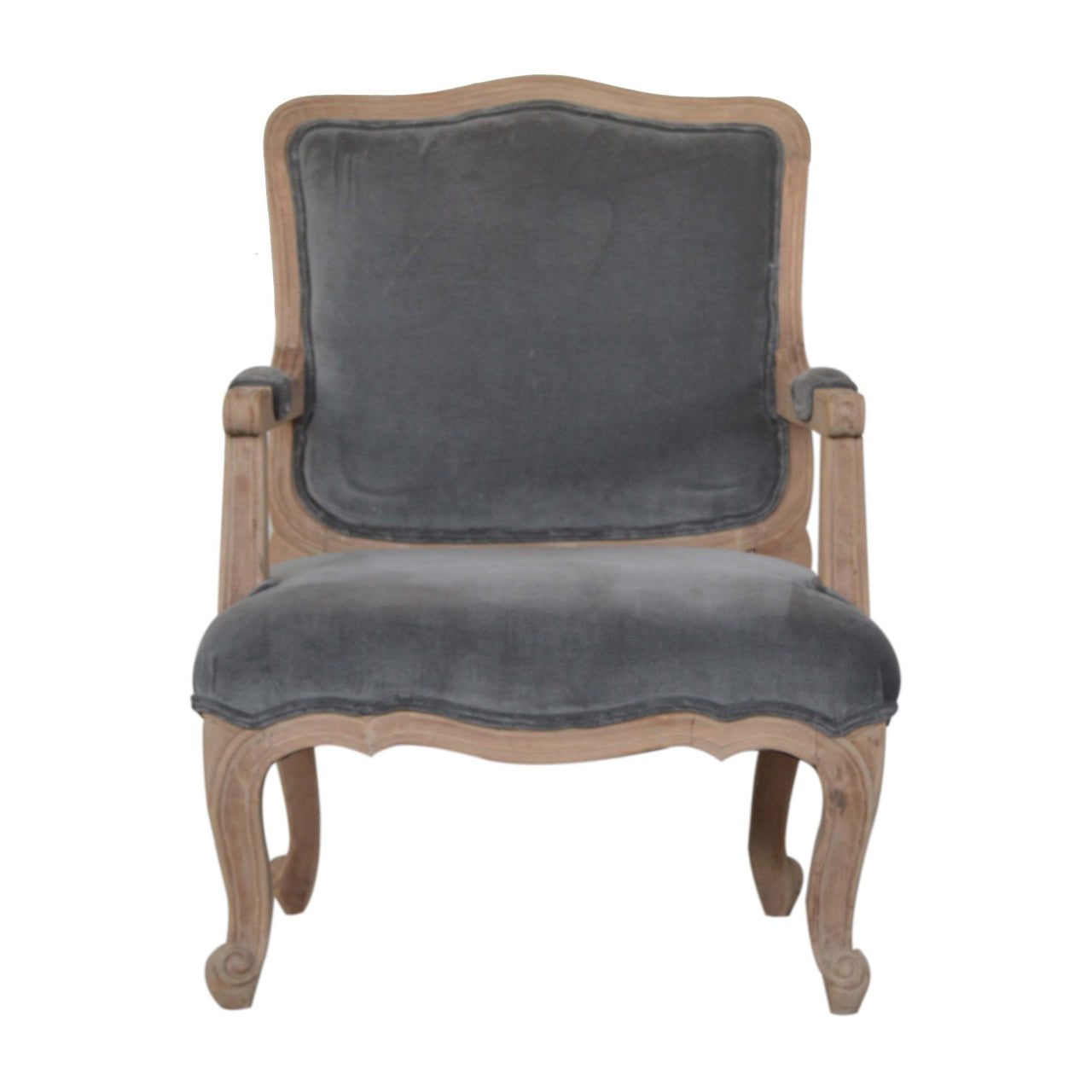 Gray Velvet French Style Chair