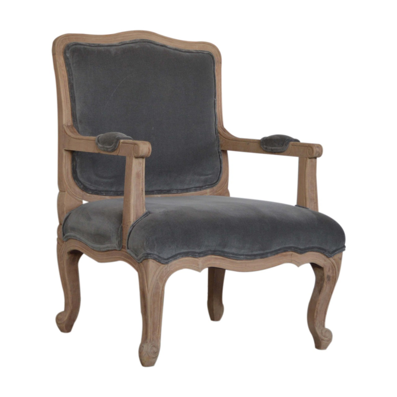 Gray Velvet French Style Chair