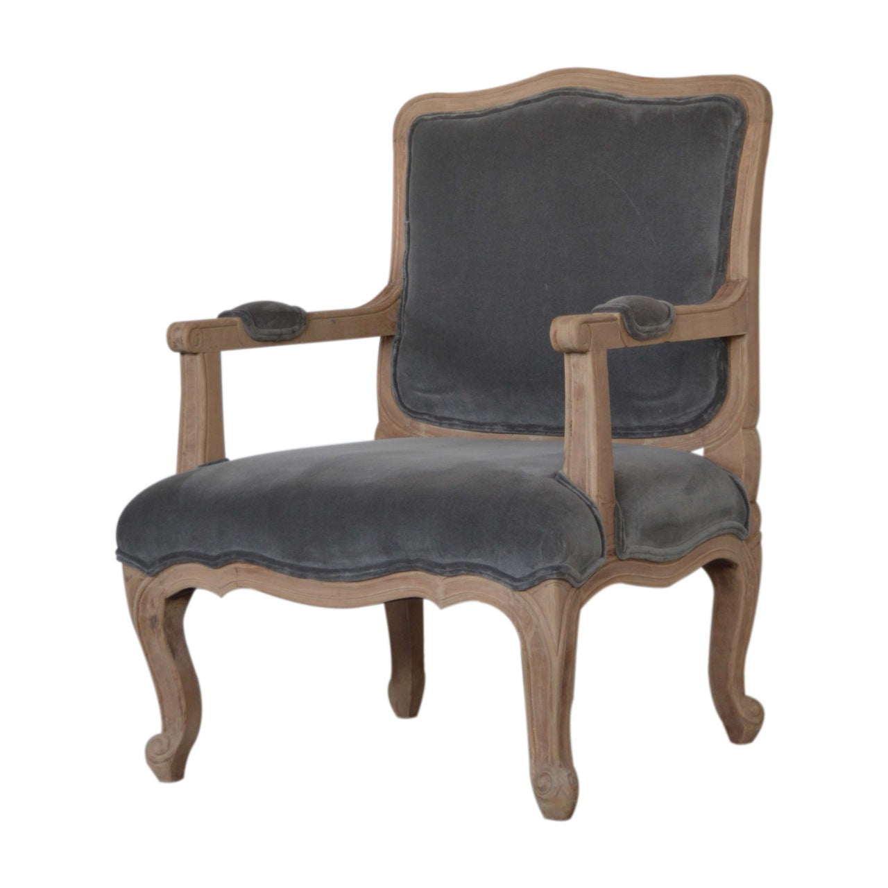 Gray Velvet French Style Chair