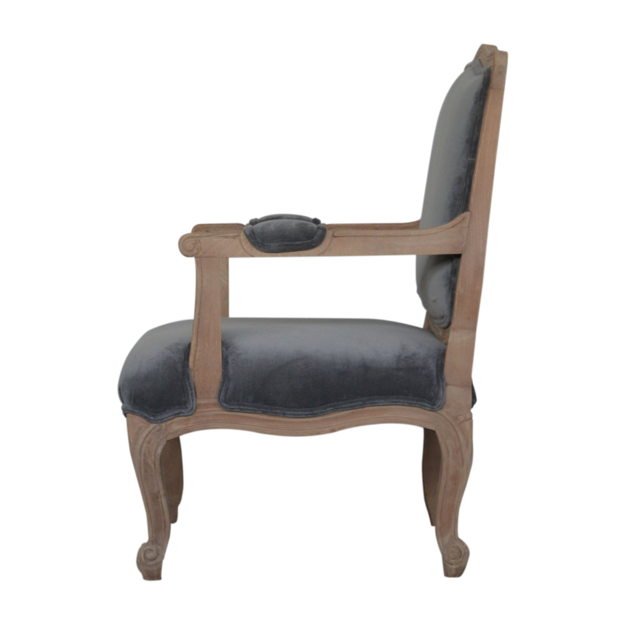 Gray Velvet French Style Chair