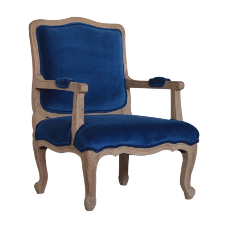 Royal Blue Velvet French Chair