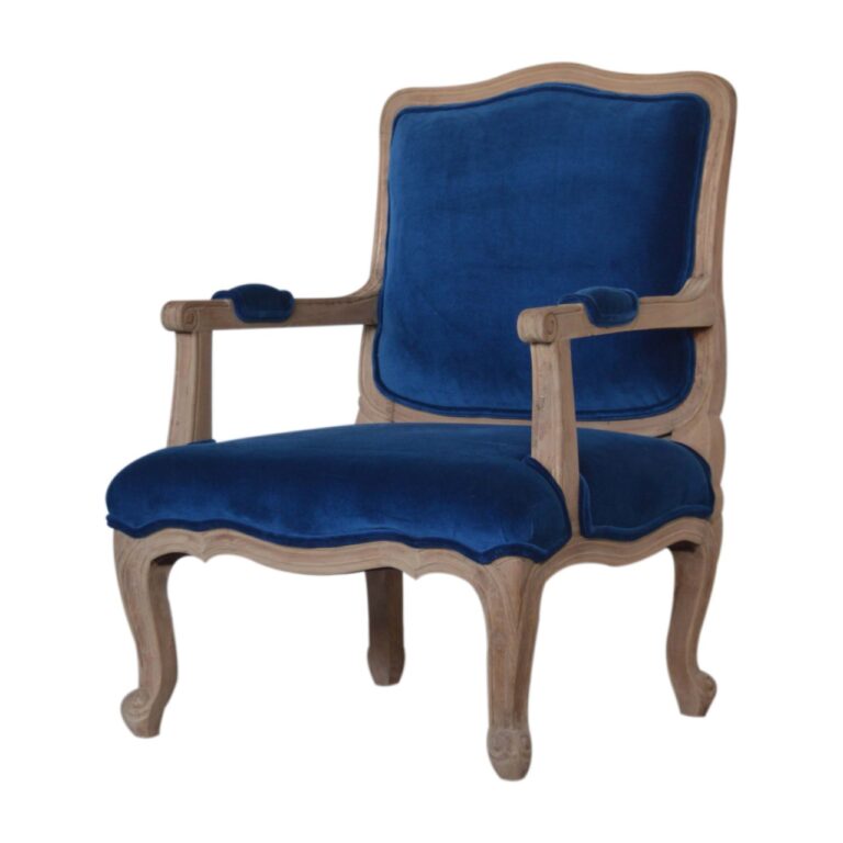 Royal Blue Velvet French Chair