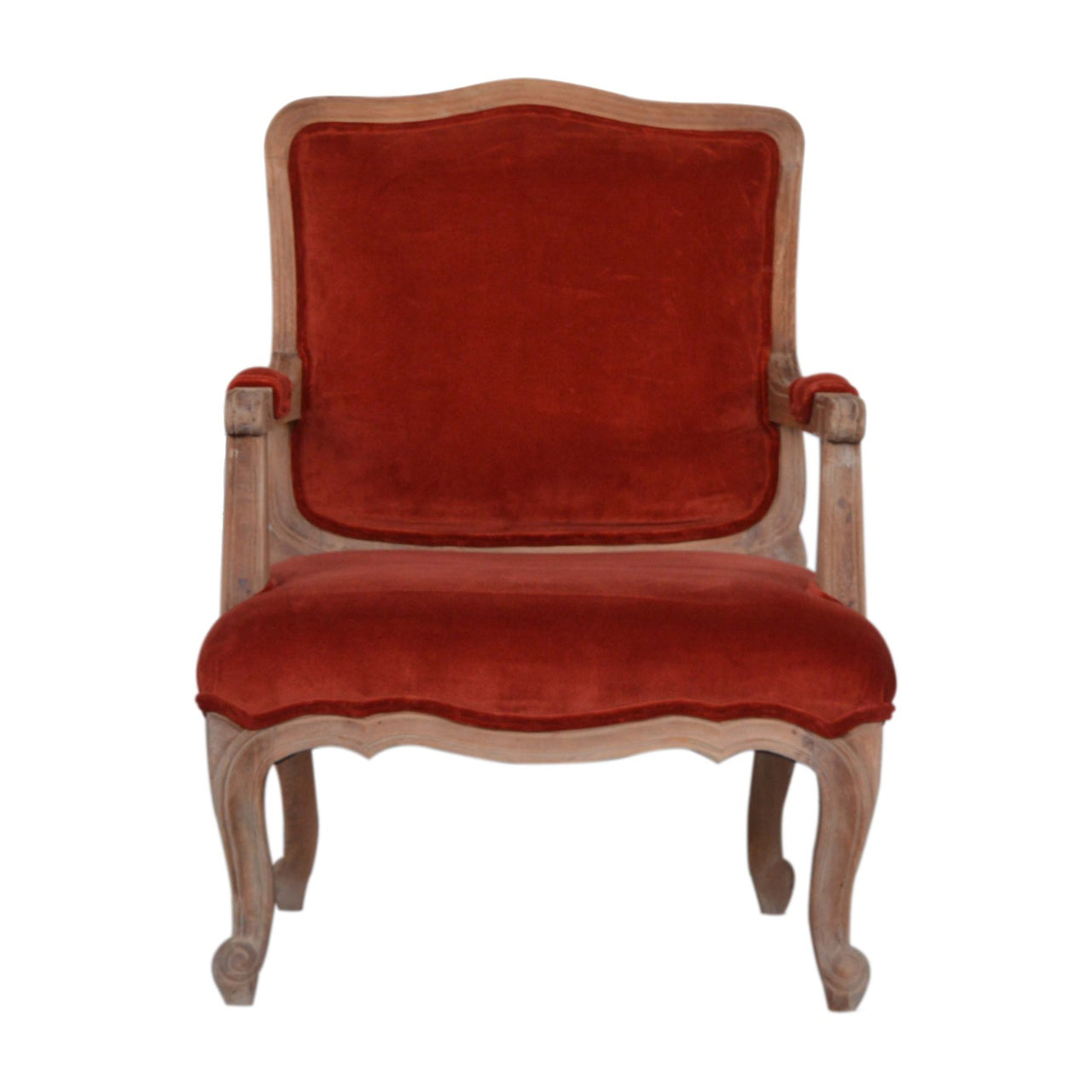 Brick Red Velvet French Style Chair