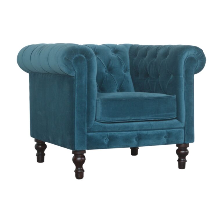 Teal Velvet Chesterfield Armchair