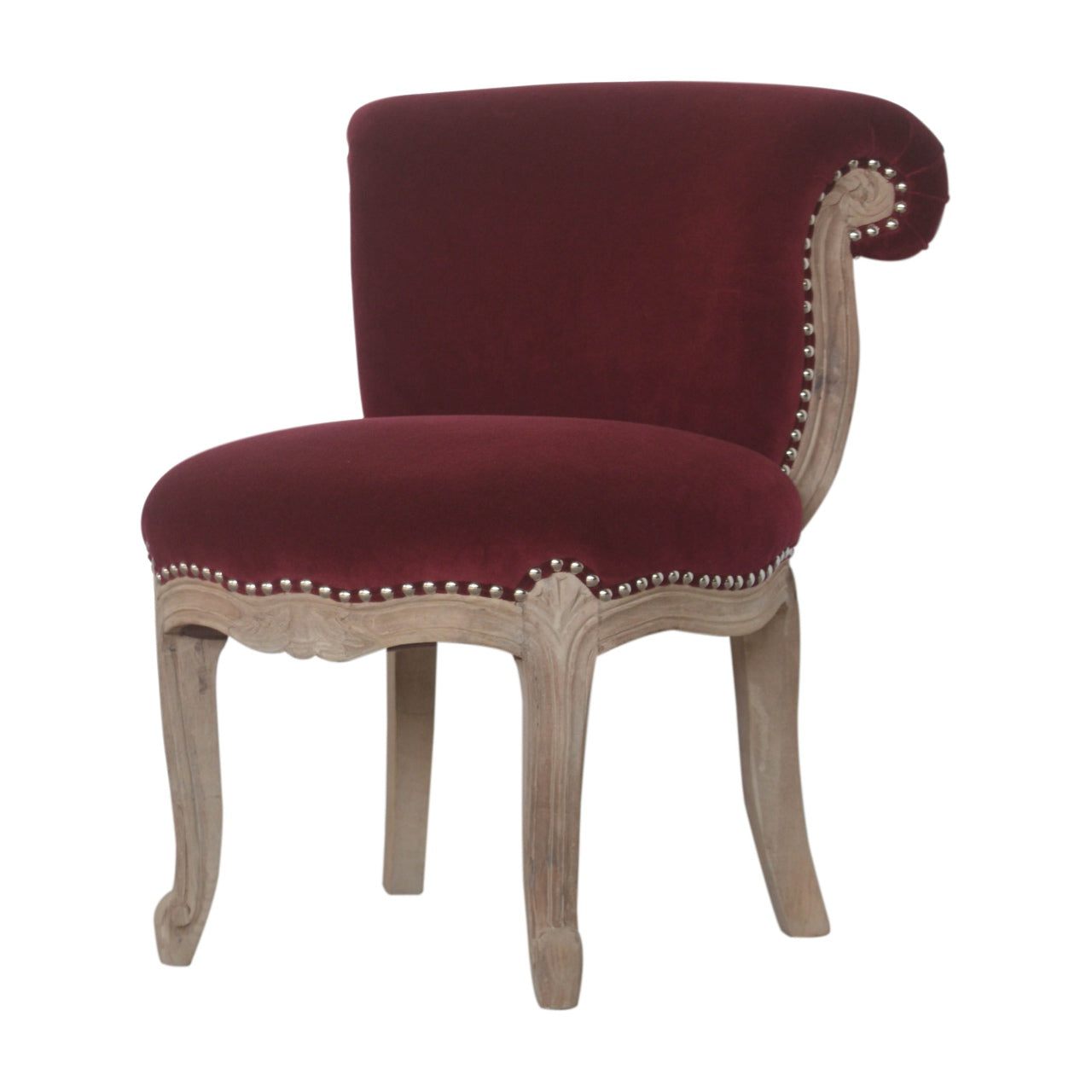 Wine Red Velvet Studded Chair