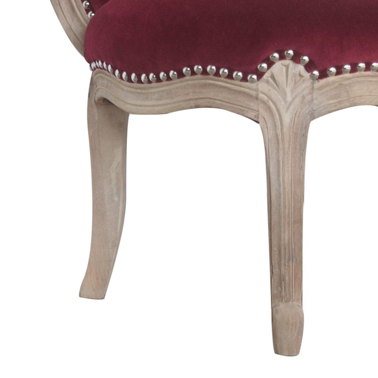 Wine Red Velvet Studded Chair