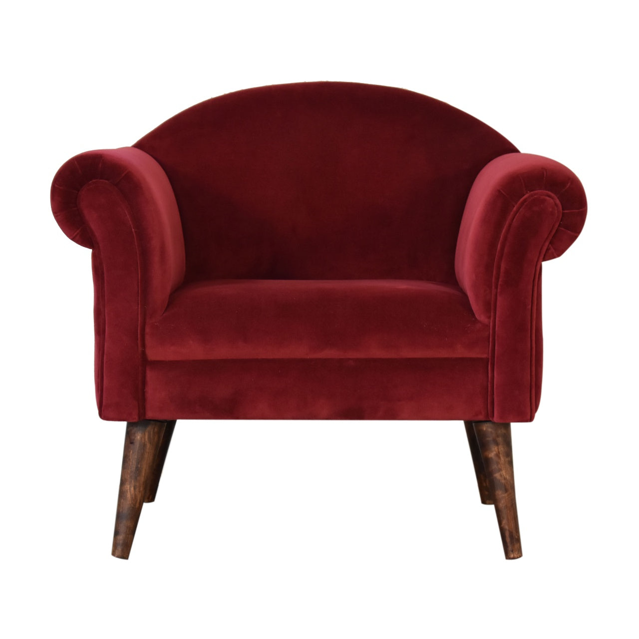 Wine Red Velvet Nordic Style Armchair