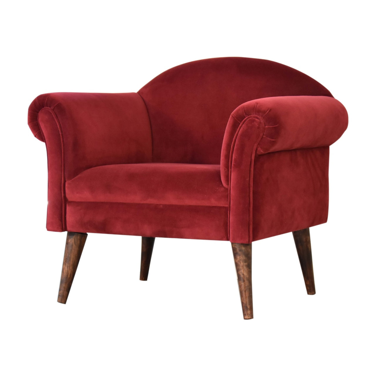 Wine Red Velvet Nordic Style Armchair