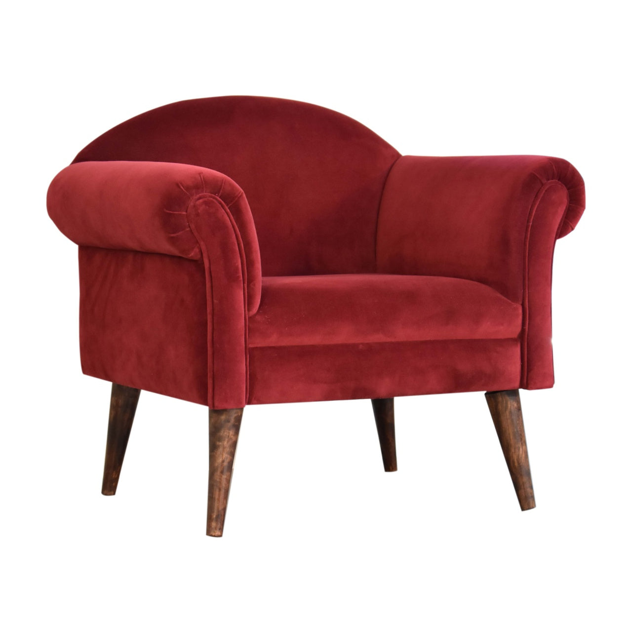 Wine Red Velvet Nordic Style Armchair