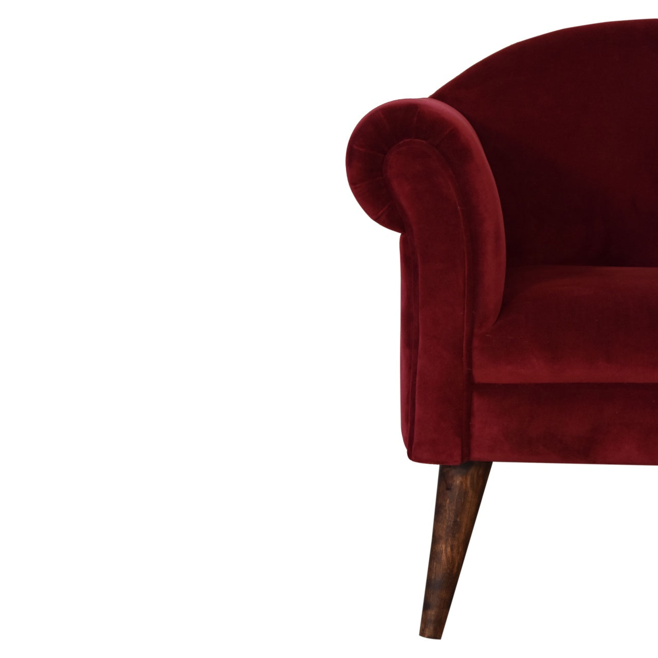 Wine Red Velvet Nordic Style Armchair