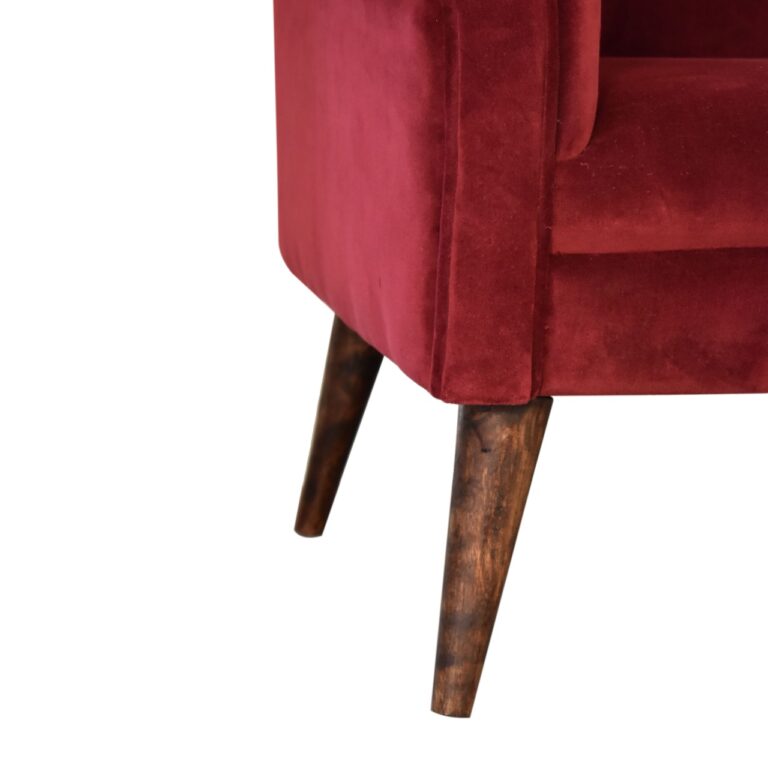 Wine Red Velvet Nordic Style Armchair